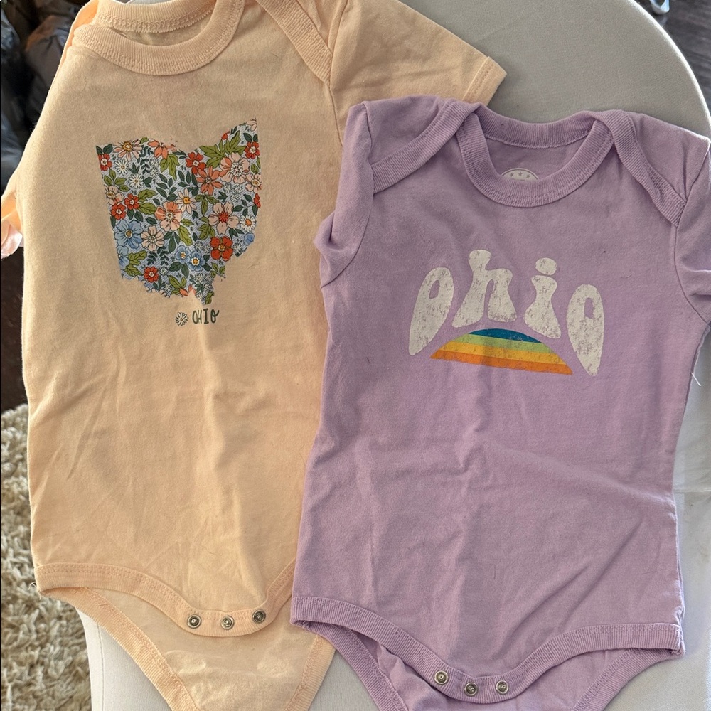 2- Cute Ohio Floral and Rainbow Bodysuits